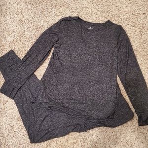 Cuddl Duds Women's Soft Knit Matching Jogger Set Dark Charcoal Gray